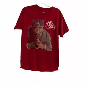 Poetic Justice Mens Red Cotton Graphic Tee Crew Neck Pullover Short Sleeve M